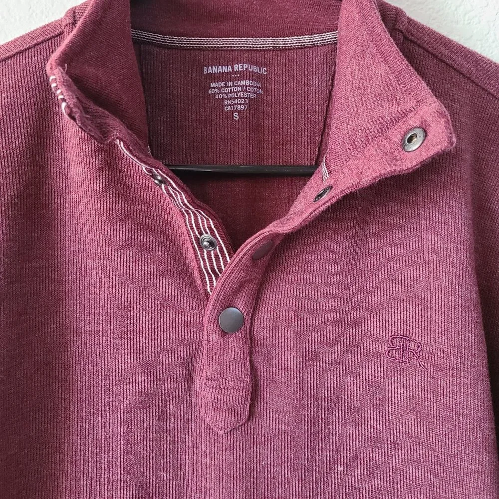 Banana Republic 1/4 Snap Cotton Blend Sweater Maroon Men's Size S